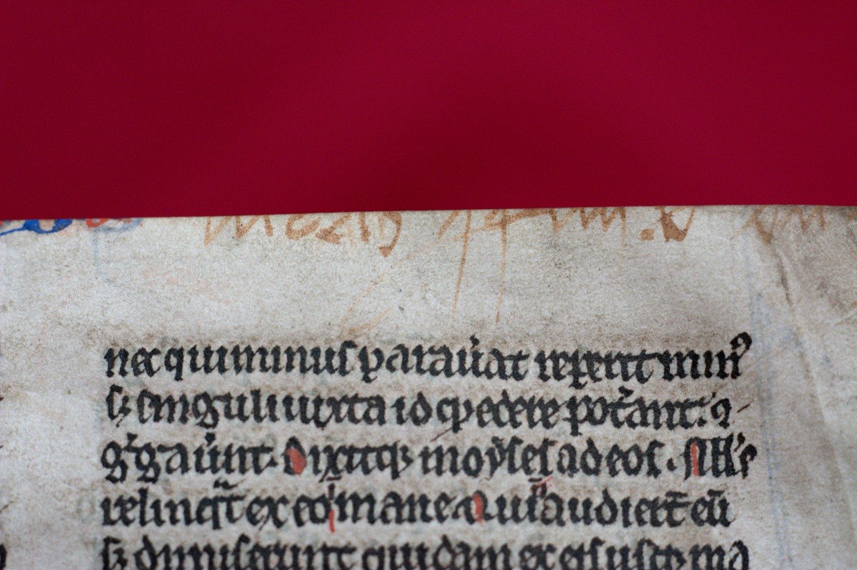 Pocket Bible Leaf On Vellum - 13th Century-photo-7