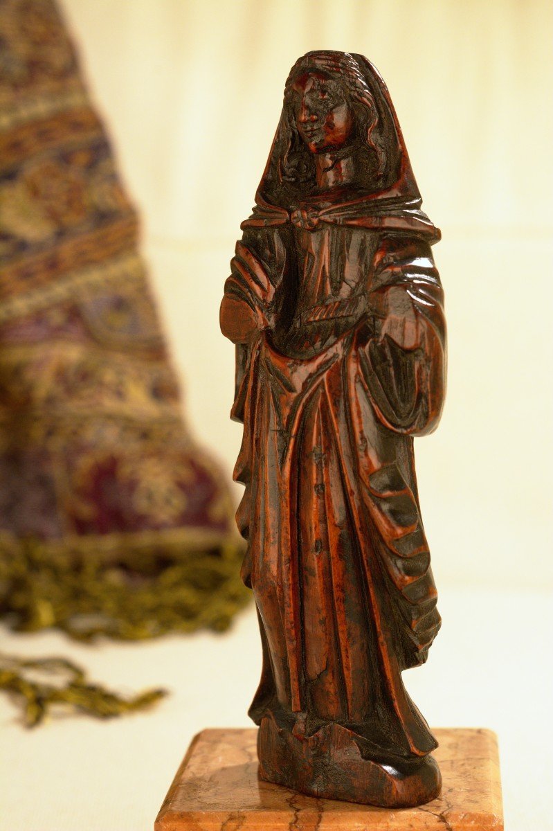 Boxwood Statuette Of The Virgin - 17th Century - Haute Epoque-photo-2