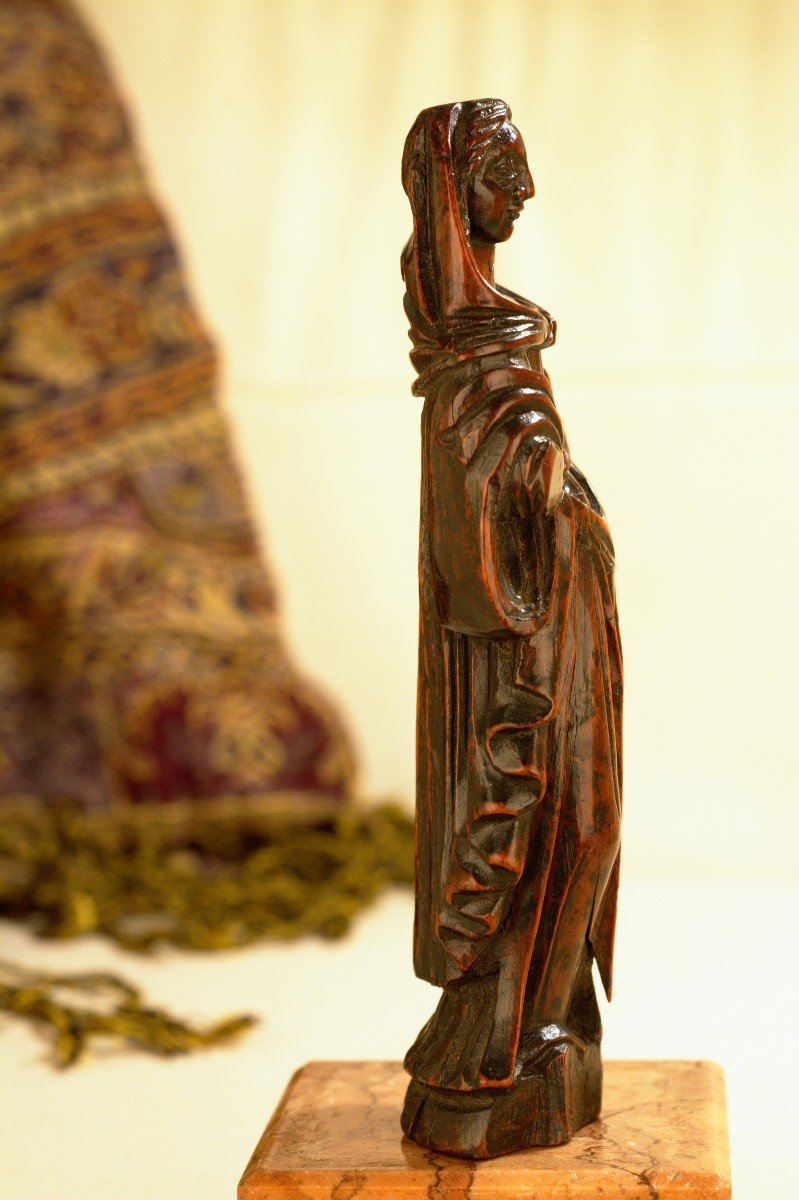 Boxwood Statuette Of The Virgin - 17th Century - Haute Epoque-photo-3