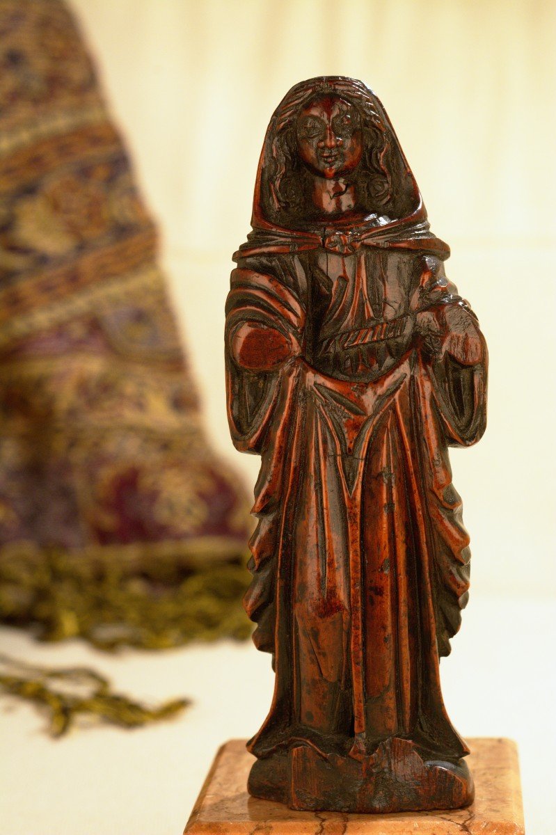Statuette De La Vierge En Buis - XVIIe Siècle 17e - Haute Epoque