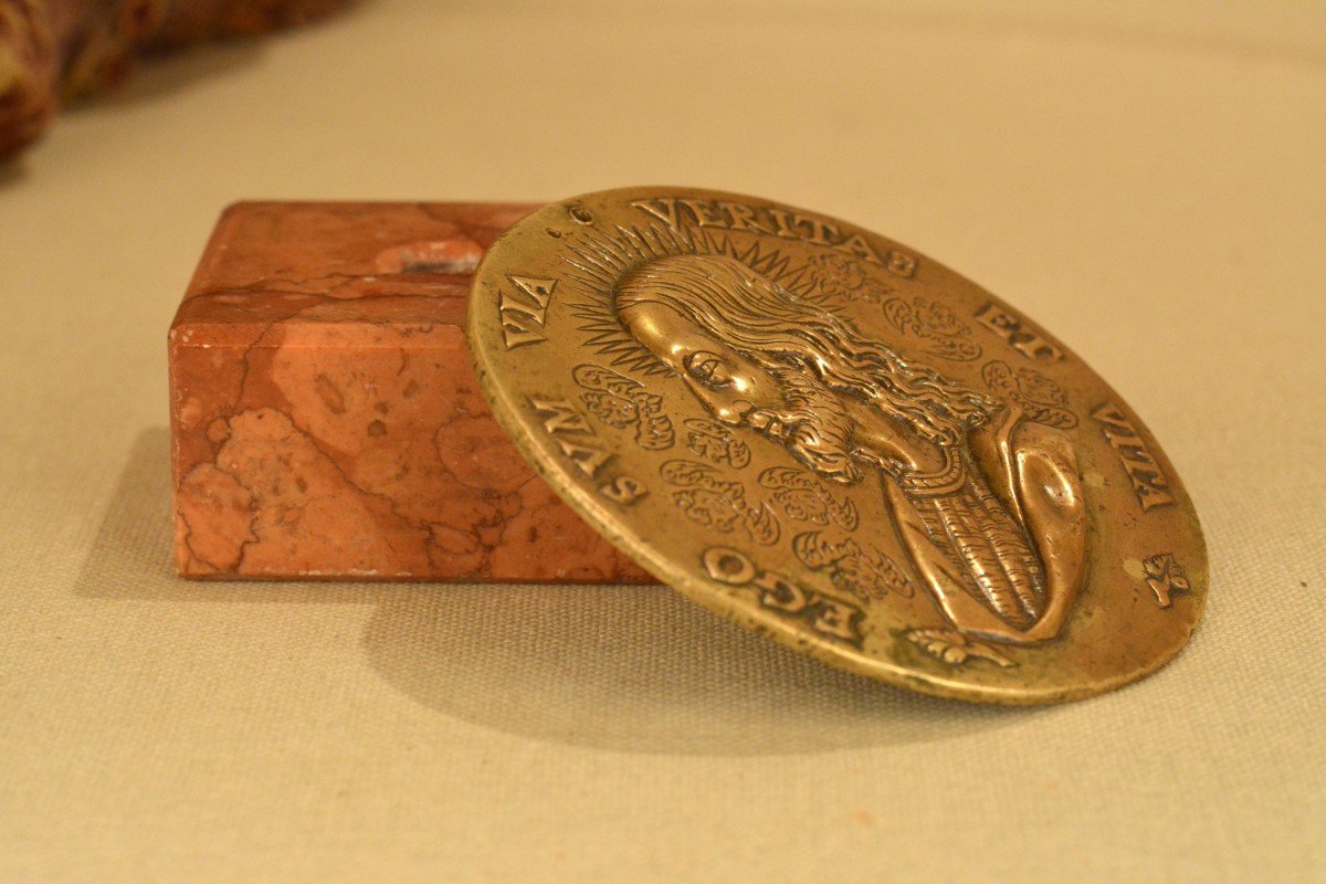Bronze Plaquette - Bust Of Christ - 17th Century-photo-3