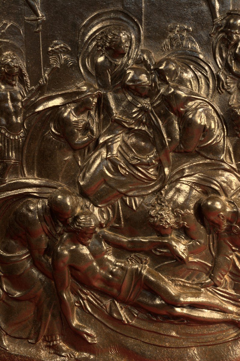 Grand Bas-relief En Fonte - Guglielmo Della Porta - La Déposition Du Christ - Renaissance - XIXe Siècle 19e-photo-4