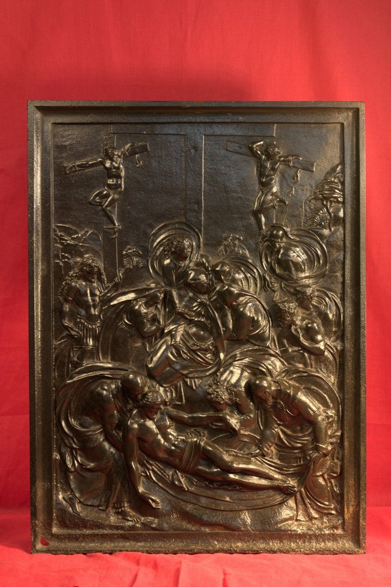 Grand Bas-relief En Fonte - Guglielmo Della Porta - La Déposition Du Christ - Renaissance - XIXe Siècle 19e