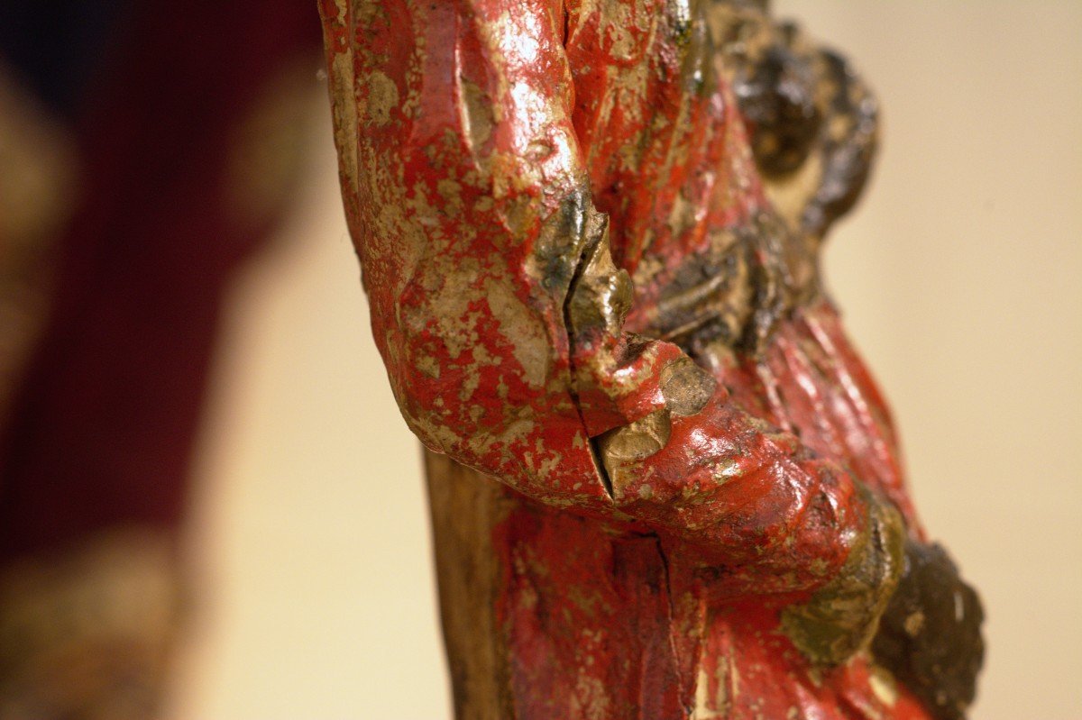 Madonna And Child Statuette - Polychrome Terracotta - 17th Century-photo-7