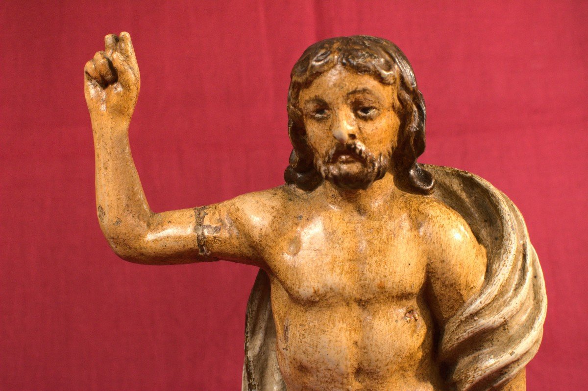 Statue Du Christ Ressuscité – Bois Polychrome – XVIIe Siècle 17e - Haute Epoque-photo-3