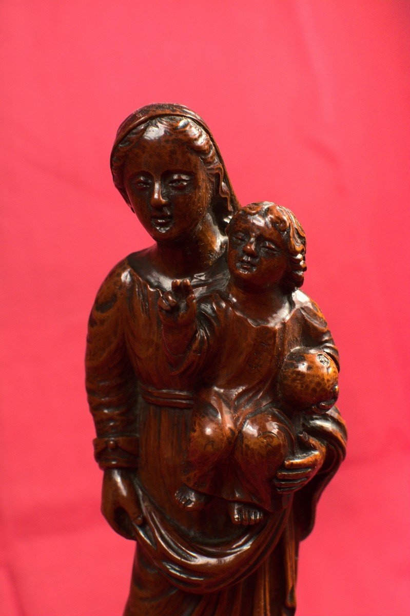 Vierge à l'Enfant – Statuette En Bois – XVIIIe Siècle 18e-photo-2