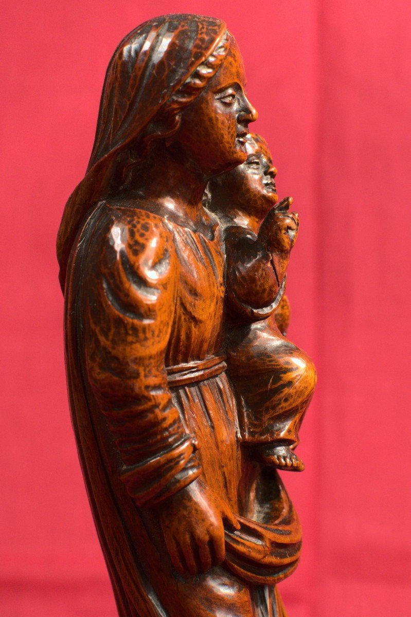 Madonna And Child – Wooden Statuette - 18th Century-photo-4