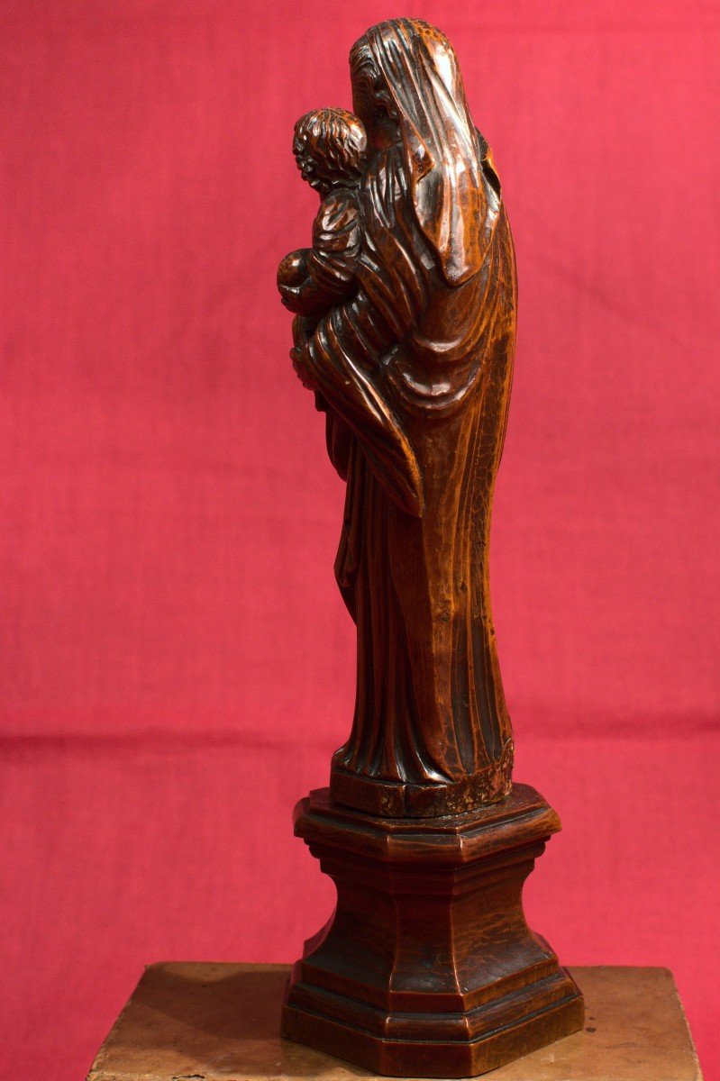 Madonna And Child – Wooden Statuette - 18th Century-photo-3