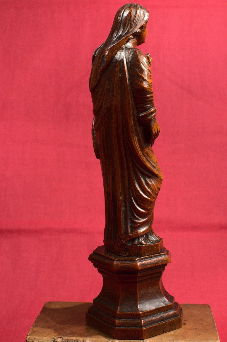 Vierge à l'Enfant – Statuette En Bois – XVIIIe Siècle 18e-photo-4