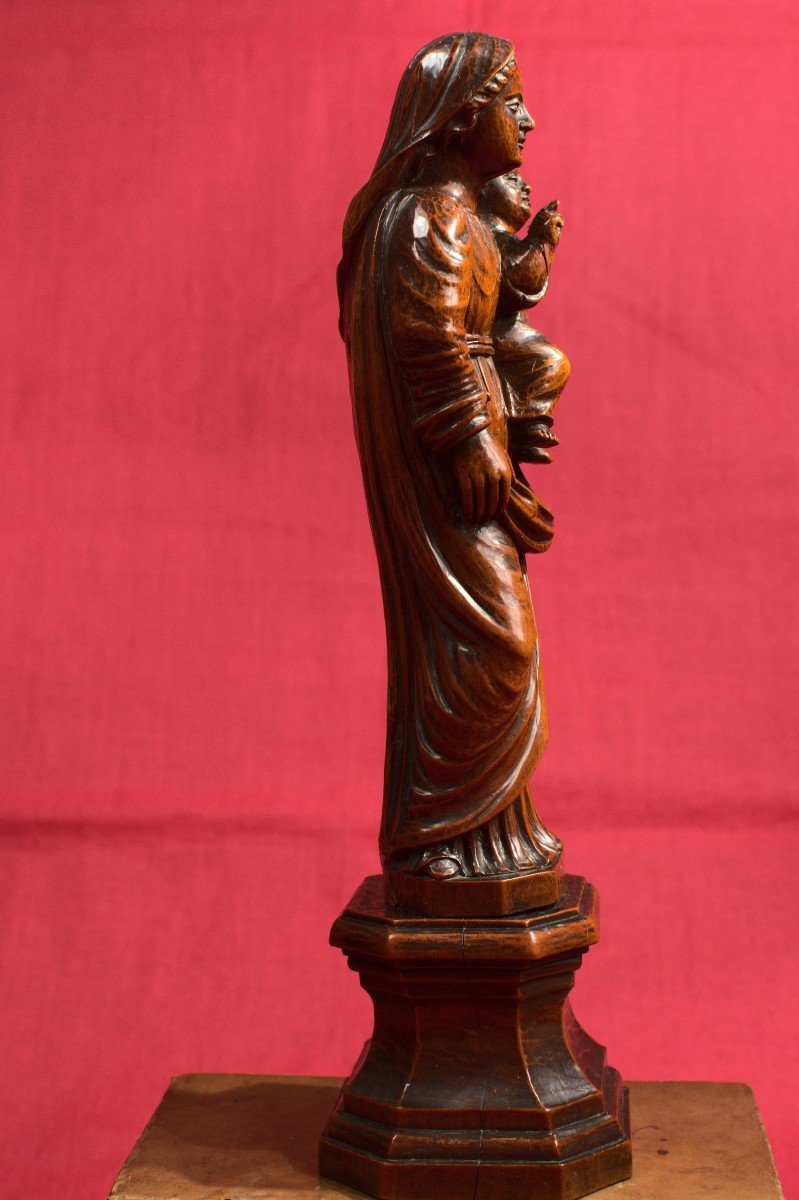 Madonna And Child – Wooden Statuette - 18th Century-photo-5