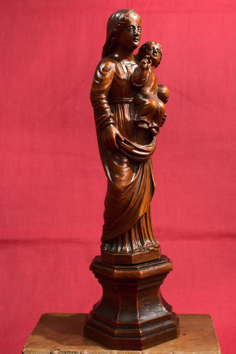 Madonna And Child – Wooden Statuette - 18th Century-photo-6