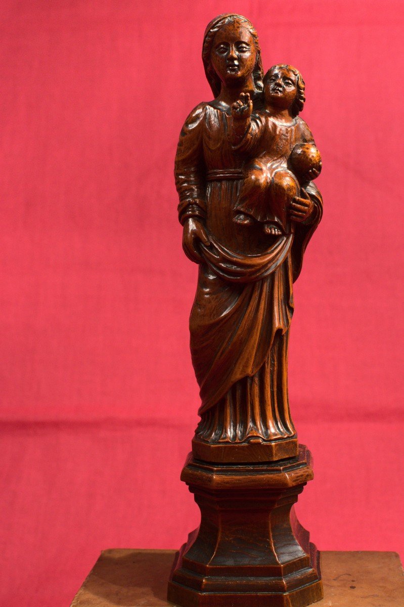 Vierge à l'Enfant – Statuette En Bois – XVIIIe Siècle 18e