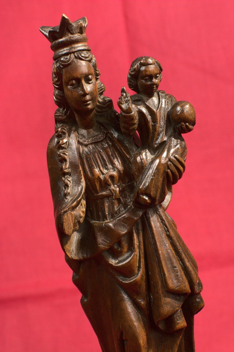 Vierge à l'Enfant – Statuette En Bois – XVIIe Siècle 17e - Haute Epoque-photo-2