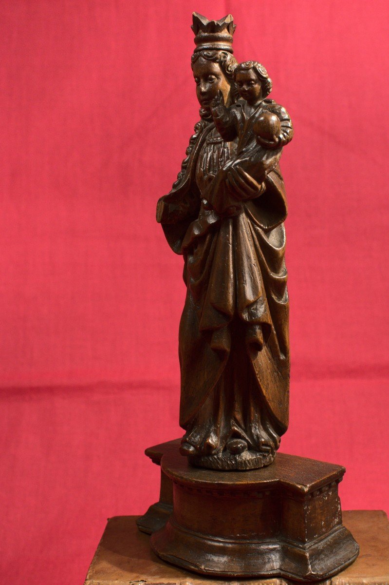 Vierge à l'Enfant – Statuette En Bois – XVIIe Siècle 17e - Haute Epoque-photo-1