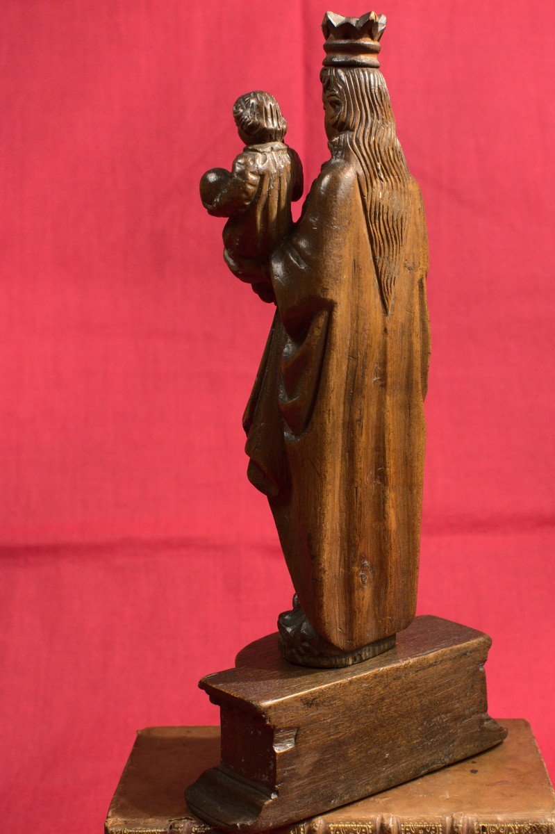 Vierge à l'Enfant – Statuette En Bois – XVIIe Siècle 17e - Haute Epoque-photo-3