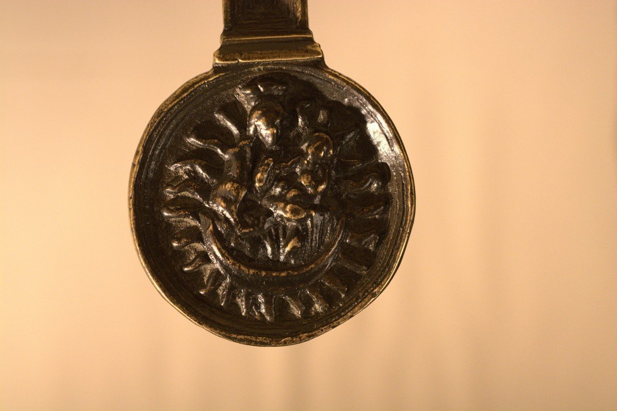 Crucifix With A Virgin Medallion – Bronze Cross - 17th Century - Haute Epoque-photo-3
