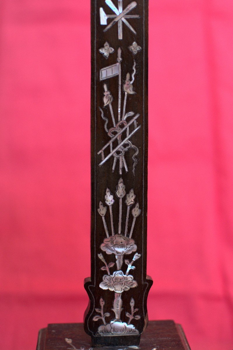 Large Cross With Mother Of Pearl Inlays - Wood - Crucifix - Heart - Passion - 19th Century-photo-4
