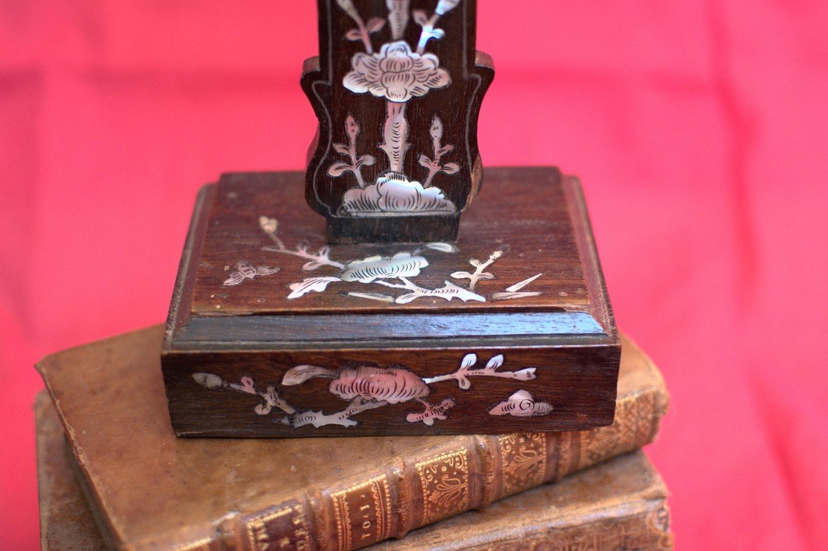 Large Cross With Mother Of Pearl Inlays - Wood - Crucifix - Heart - Passion - 19th Century-photo-1