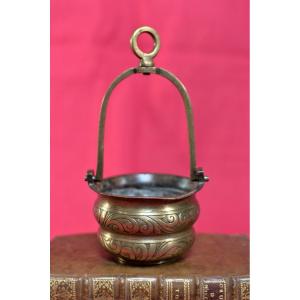Bénitier De Chevet - Bronze - XVIIe 17e Siècle - Haute Epoque - 17 Art Religieux Culte