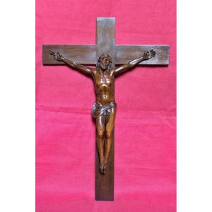 Large Wooden Crucifix - 19th Century - Christ Corpus Christi Cross - 19 Religious Sculpture