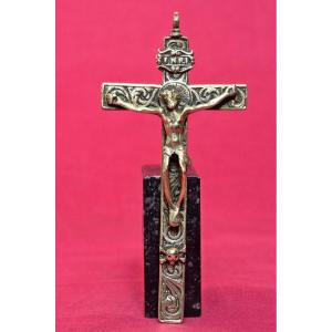 Croix Pectorale  - Bronze - XVIIe 17e Siècle - 17 Religion Crucifix Art Religieux Haute Epoque
