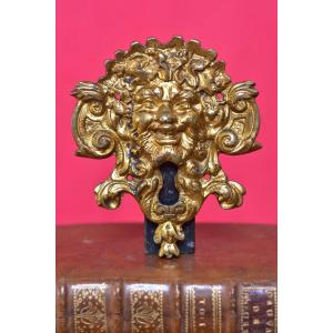 Entrée de Serrure - Bronze Doré - Tête de Bacchus - XVIIIe 18e siècle - clé clef mascaron 18