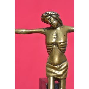 Christ En Bronze - Corpus Christi - Crucifix - XVe Siècle 15e - Haute époque sculpture 15