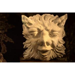 White Stone Mascaron - Renaissance Style - 19th Century