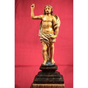 Statue Of The Risen Christ – Polychrome Wood – 17th Century - Haute Epoque