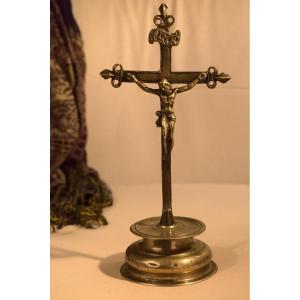 Crucifix - Bronze Cross -  Christ - 17th Century - Haute Epoque