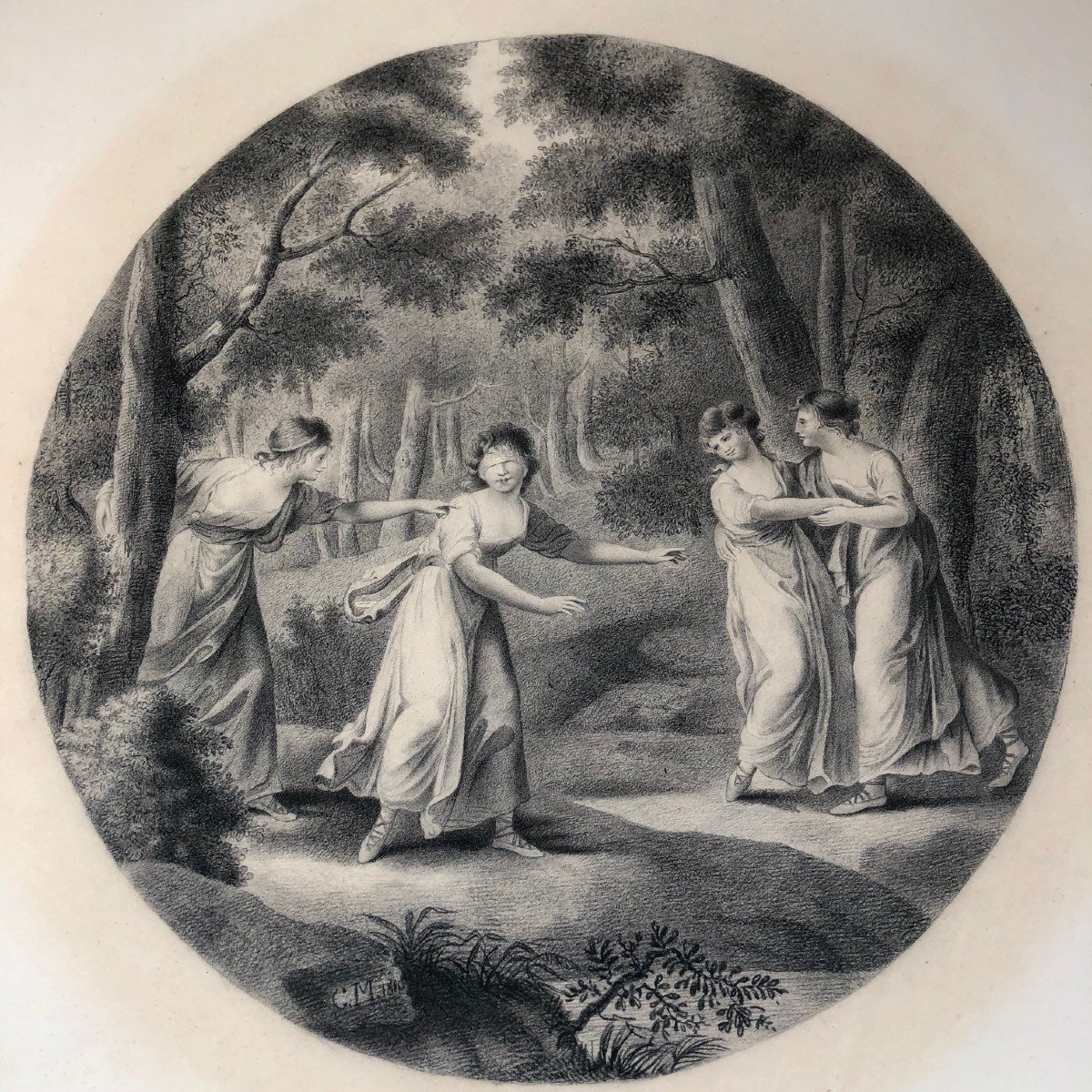 Dessin au fusain daté 1810 d'après Angelica Kauffmann (1741-1807)-photo-7