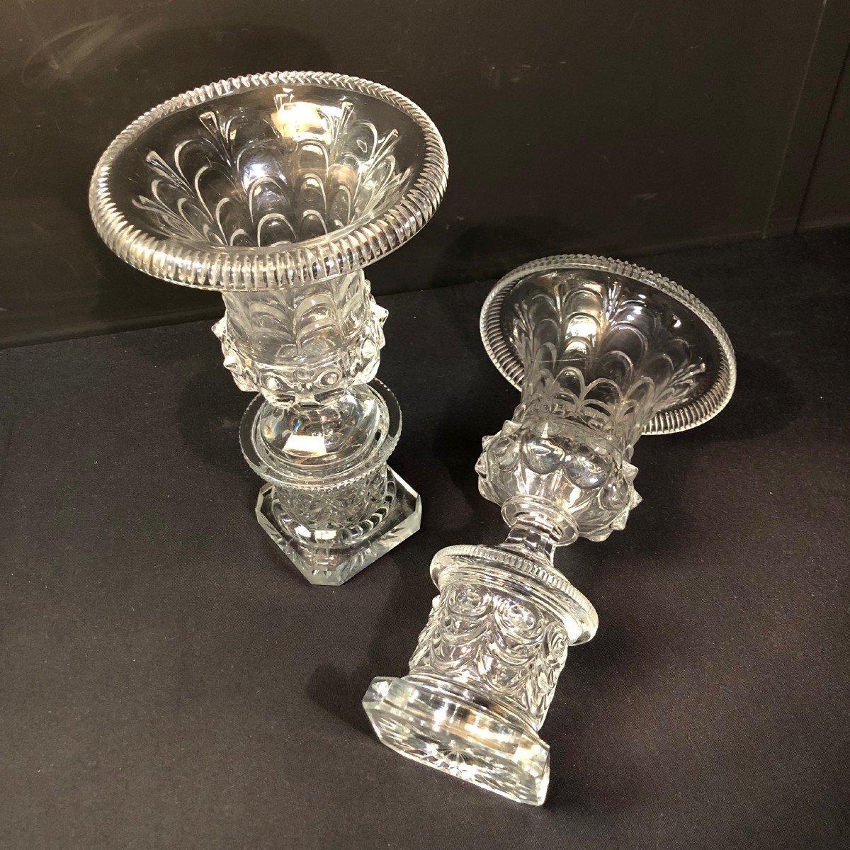 Pair Of Medici Crystal Vases From France,  Charles X Period-photo-3