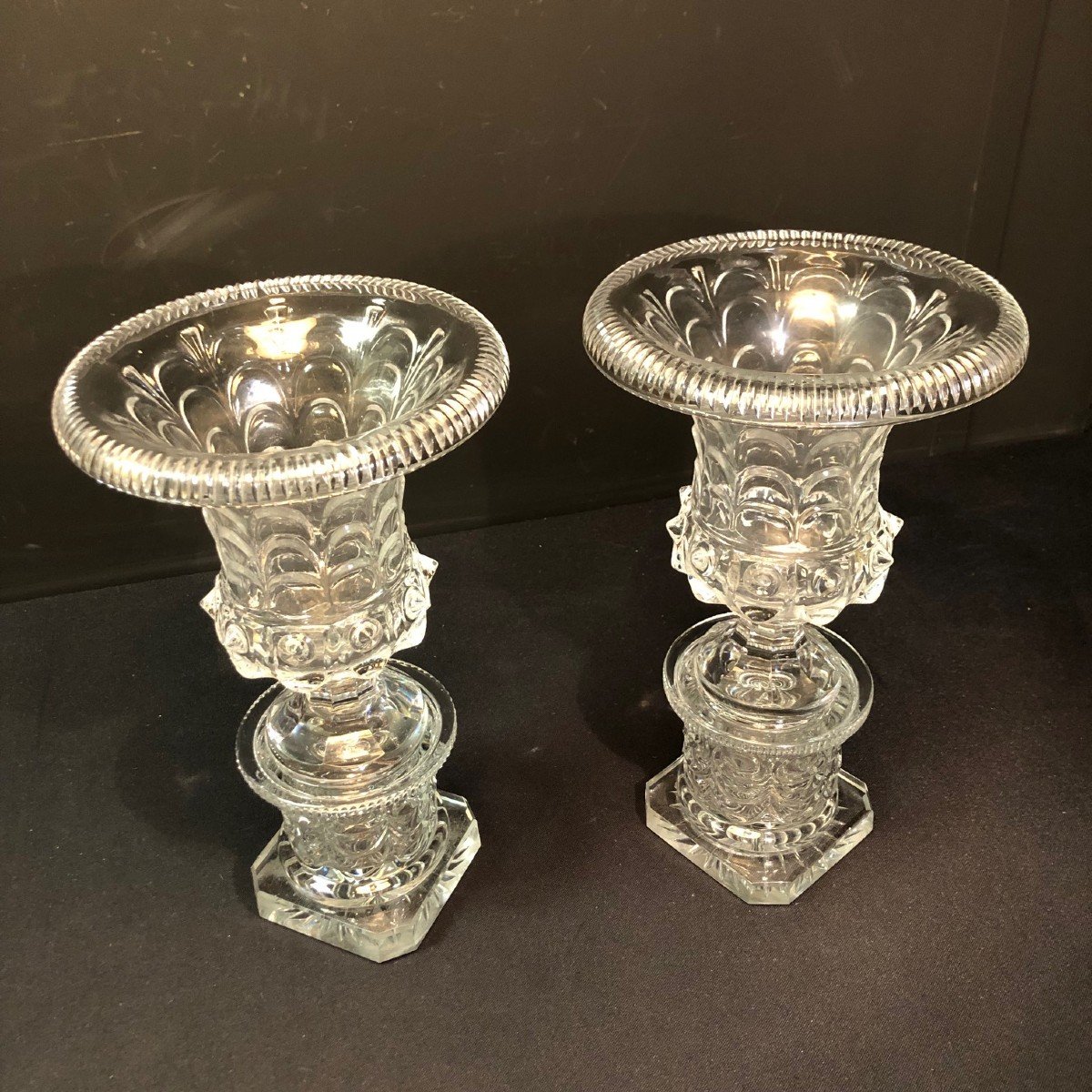 Pair Of Medici Crystal Vases From France,  Charles X Period-photo-4