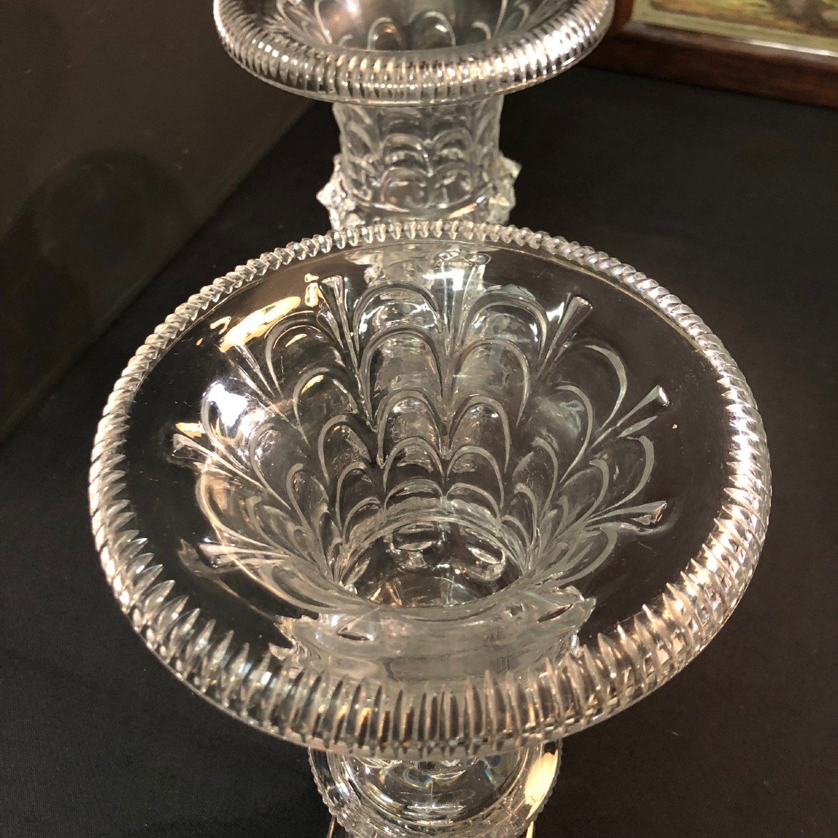 Pair Of Medici Crystal Vases From France,  Charles X Period-photo-3