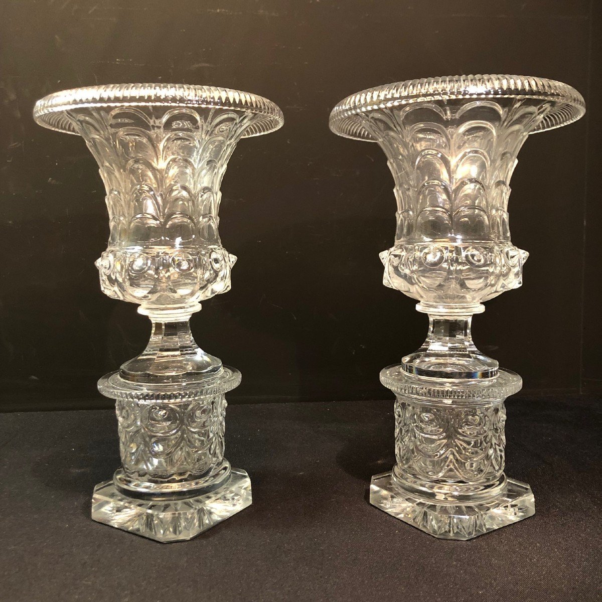 Pair Of Medici Crystal Vases From France,  Charles X Period
