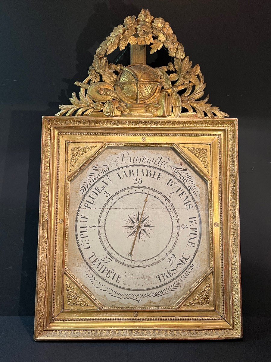 Large Gilded Wood Barometer From The French 19th Century