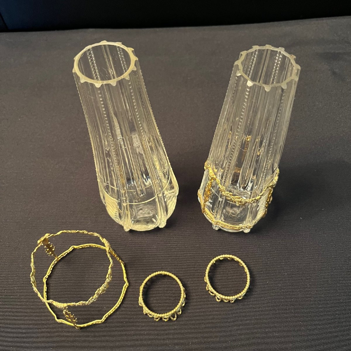 Paire de vases à monture dorée -Epoque 1900-photo-2