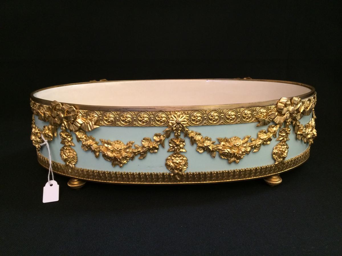 Planter Cup Earthenware With A Gilt Bronze-photo-1