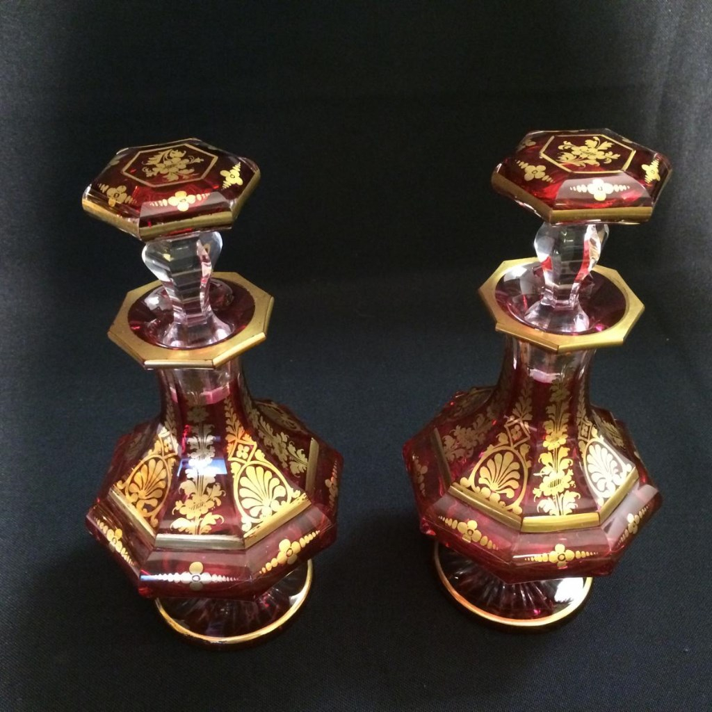 Pair Of Crystal Bottles Nineteenth Century