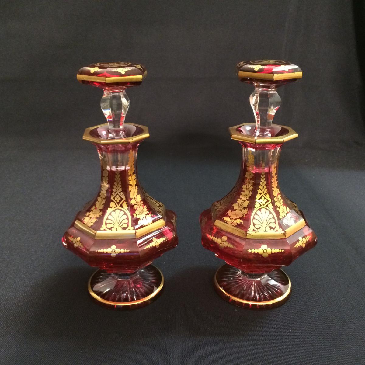 Pair Of Crystal Bottles Nineteenth Century-photo-2