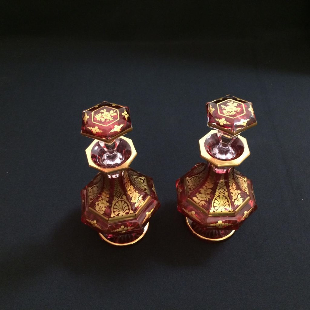 Pair Of Crystal Bottles Nineteenth Century-photo-3