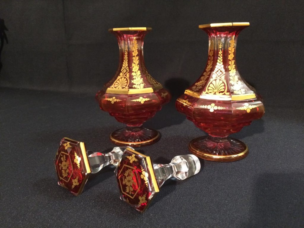 Pair Of Crystal Bottles Nineteenth Century-photo-1