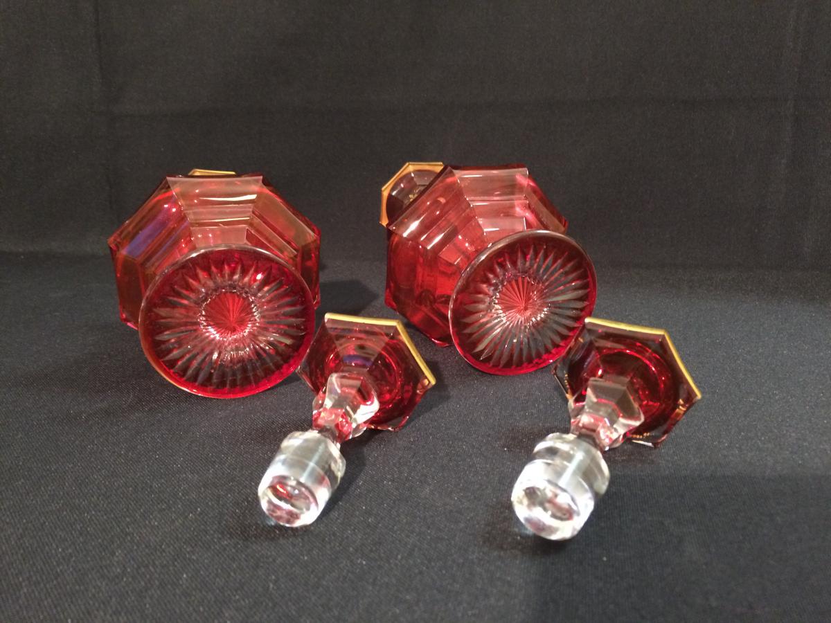 Pair Of Crystal Bottles Nineteenth Century-photo-2