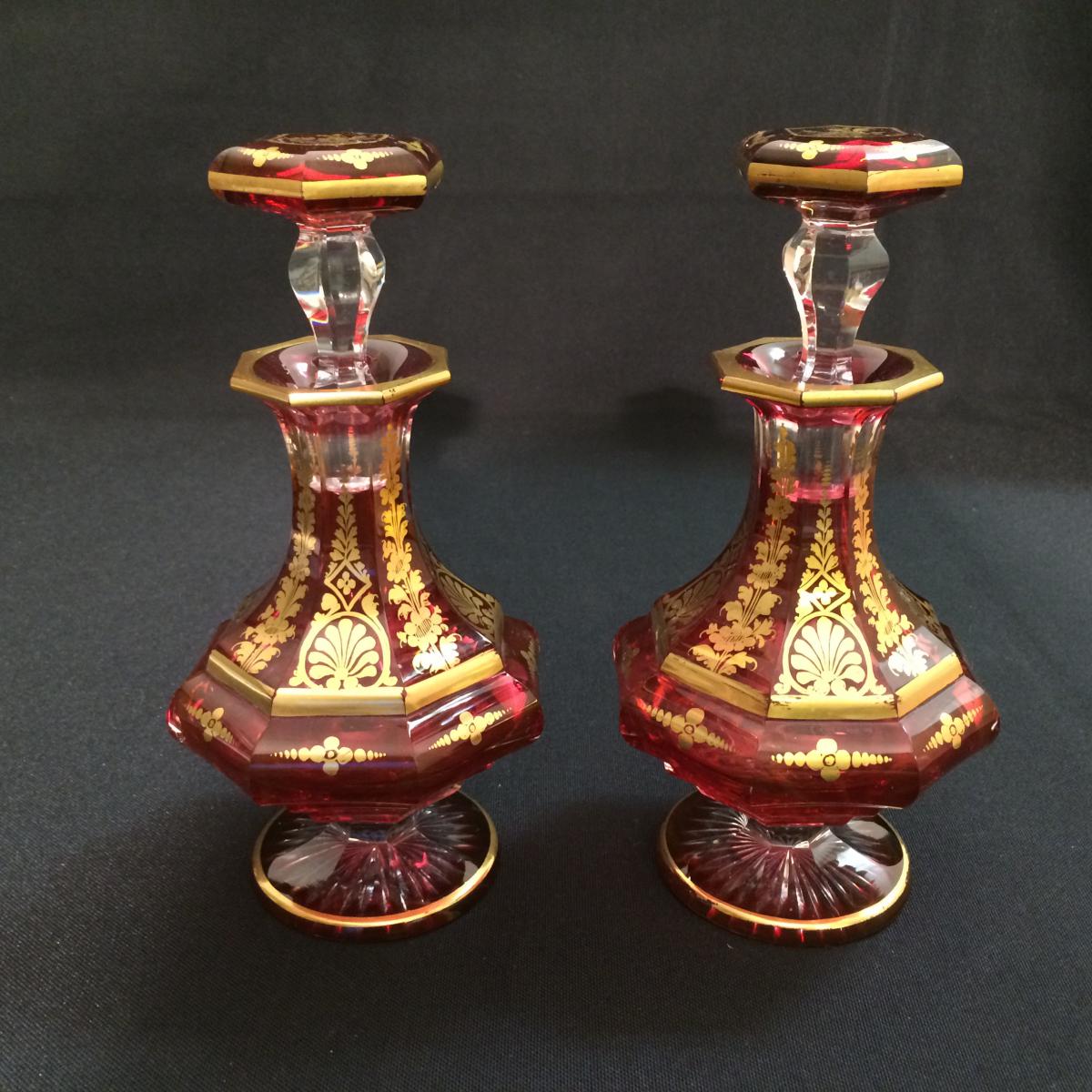 Pair Of Crystal Bottles Nineteenth Century-photo-3