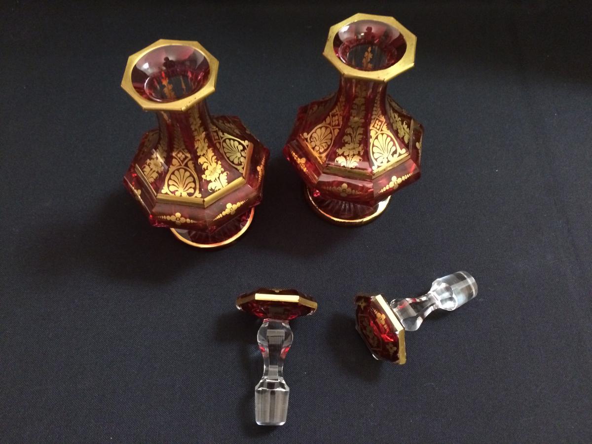 Pair Of Crystal Bottles Nineteenth Century-photo-4