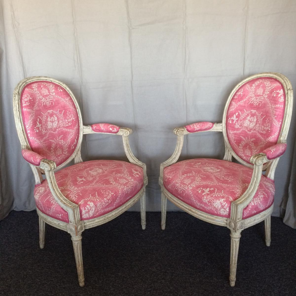 Paire de fauteuils d'époque Louis XVI estampillés H. Jacob-photo-2