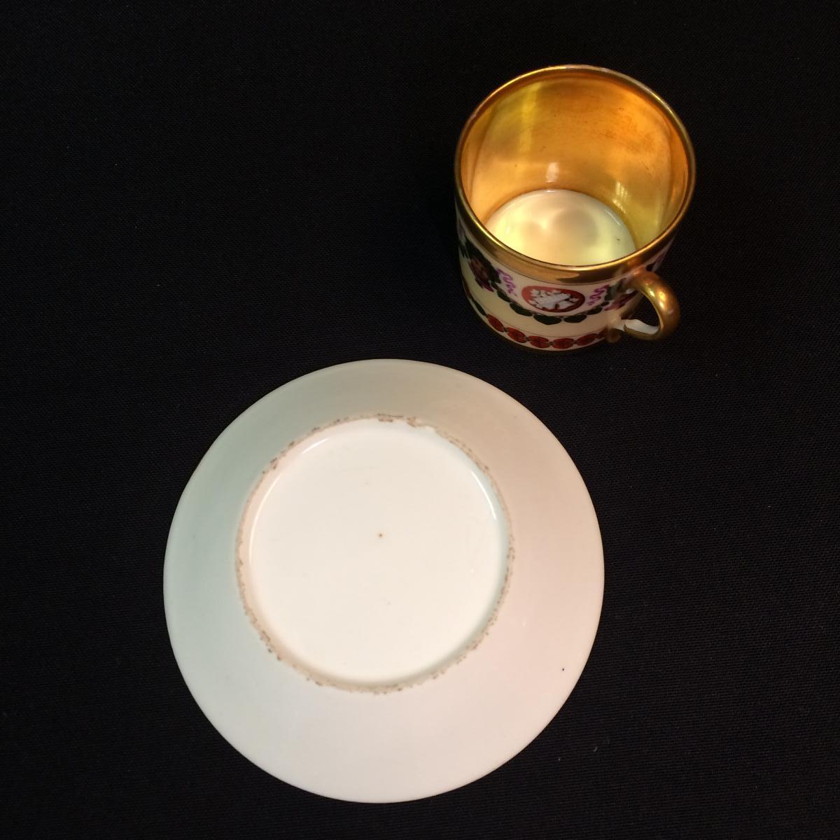 Tasse et sous tasse en porcelaine de Paris par Lebon Halley-photo-3