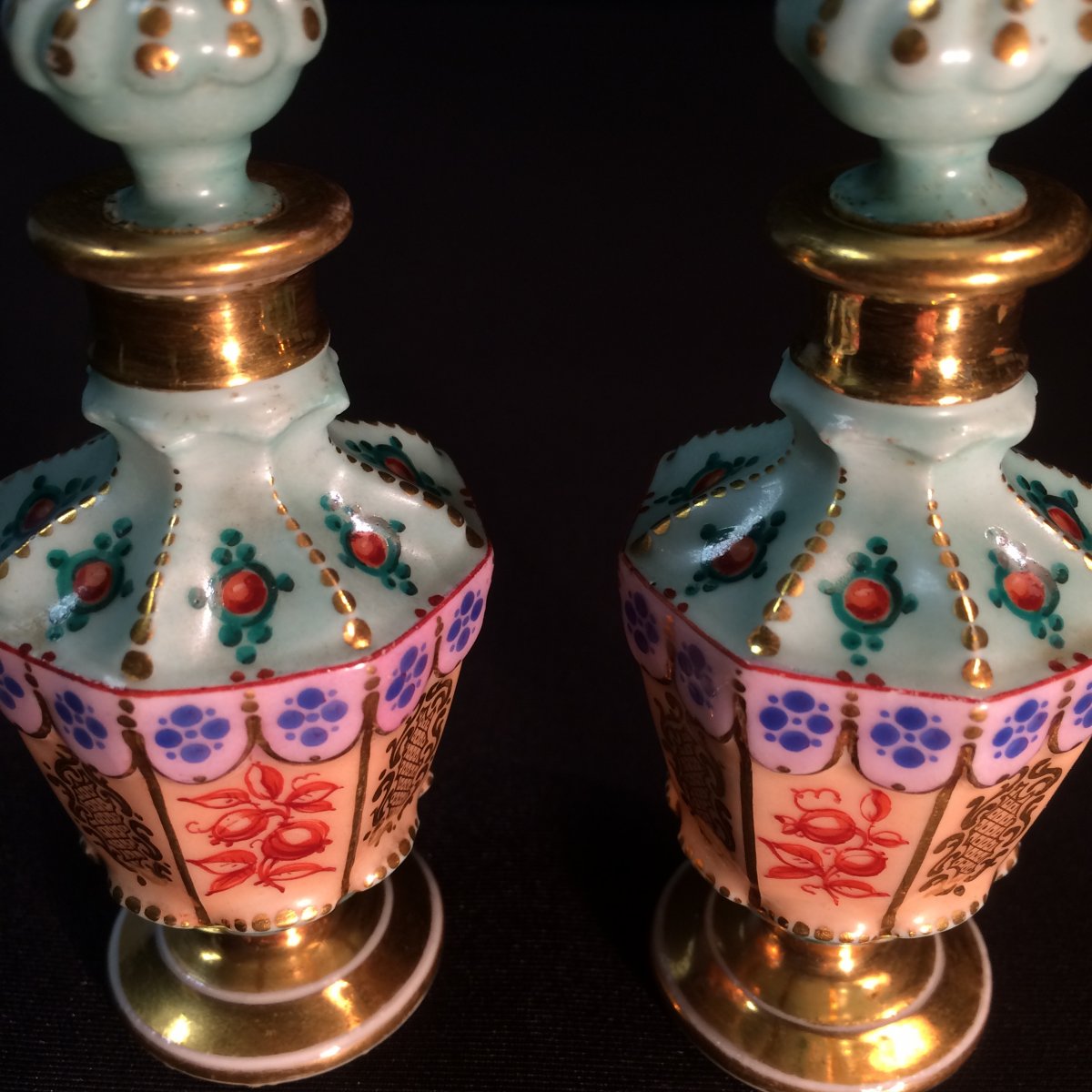 Paire de flacons miniature en Porcelaine de Paris-photo-5