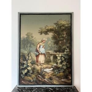 Ancien carton de tapisserie d'Aubusson 