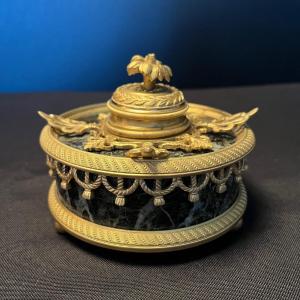 Encrier en marbre et bronze doré
